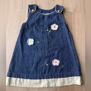Vintage denim dress girls floral embroidered sundress Mayfair kids size 4t